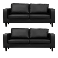 Box Black Leather 3+3 Seater Sofa Set - Furniture Instore