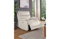 Turin Genuine Leather Chalk Electric Power Recliner Armchair - Furniture Instore