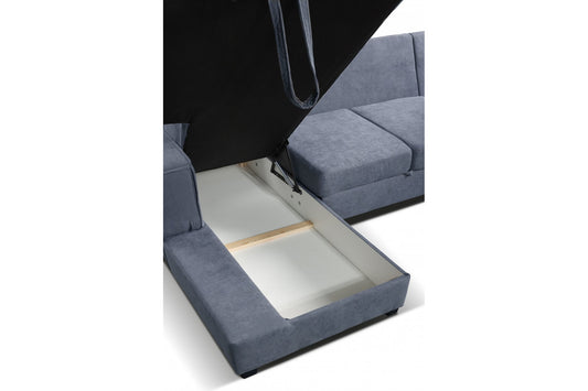 Brixton Grey Fabric U Shape Corner Bed With Storage - view 2 - Furniture Instore