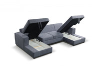 Brixton Grey Fabric U Shape Corner Bed With Storage - view 3 - Furniture Instore