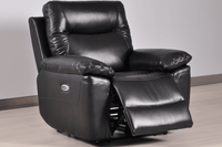 Amarien Genuine Leather Black Electric Power Recliner Armchair - Furniture Instore