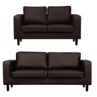 Box Brown Leather 3+2 Seater Sofa Set - view 2 - Furniture Instore