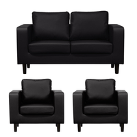 Box Black Leather 2+1+1 Seater Sofa Set - Furniture Instore