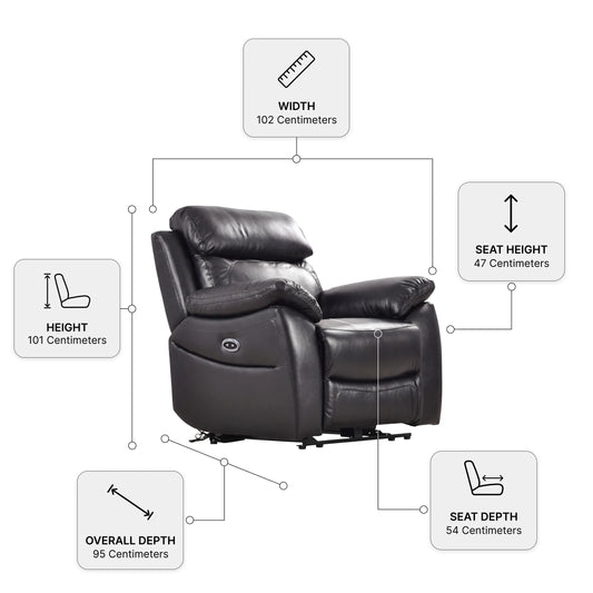 Black Electric Recliner 3+1 Seater Sofa Set