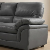 Elegant Grey Leather Family Sofa
