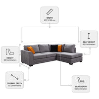 Orka Sofa Grey Fabric Right Hand Corner Sofa