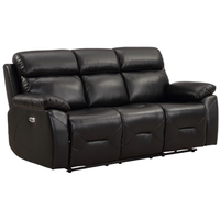 Renato Genuine Leather Black Electric Power Recliner 3 Seater - Furniture Instore