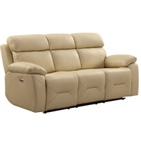 Renato Genuine Leather Cream Electric Power Recliner 3 Seater - Furniture Instore