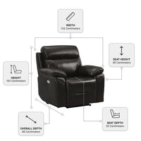 Renato Black Leather Electric Recliner Chair - Measurement