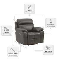 Renato Grey Leather Power Recliner Chair - Measurement