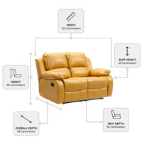 Valencia Mustard Leather Manual Recliner 2+1+1 Seater Sofa Set