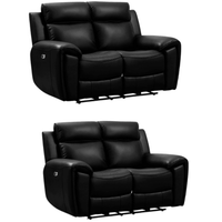 Annecy Genuine Leather Black Electric Recliner 2+2 Seater Sofa Set - Furniture Instore