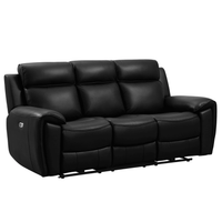 Annecy Genuine Leather Black Electric Recliner 3 Seater Sofa - Furniture Instore
