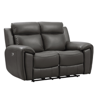 Annecy Genuine Leather Grey Electric Power Recliner 2 Seater - Furniture Instore