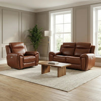 Annecy Tan Leather Electric Recliner 2+1 Sofa Set - view 2 - Furniture Instore
