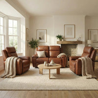 Annecy Leather Tan Electric Recliner 2+1+1 Seater Sofa Set - view 2 - Furniture Instore