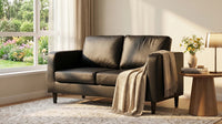 Box Black Leather 2 Seater Sofa - view 8 - Furniture Instore