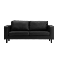 Box Black Leather 3 Seater Sofa - Furniture Instore