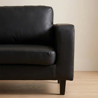 Box Black Leather 3 Seater Sofa - view 4 - Furniture Instore