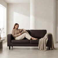 Box Brown Leather 3 Seater Sofa - view 2 - Furniture Instore