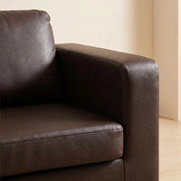 Box Brown Leather 3 Seater Sofa - view 5 - Furniture Instore
