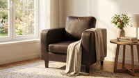 Box Brown Leather Armchair - view 8 - Furniture Instore