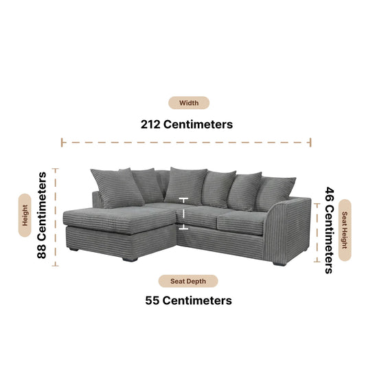 Byron Grey Fabric LHC Corner Sofa - view 3 - Furniture Instore