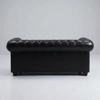 Chesterfield Black Leather Antique 2+1+1 Seater Sofa Set - view 3 - Furniture Instore