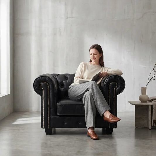 black-buttoned-leather-chesterfield-accent-chair