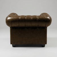 Chesterfield Brown Leather Antique Armchair - view 6 - Furniture Instore