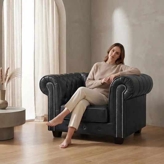 grey-buttoned-leather-chesterfield-accent-chair