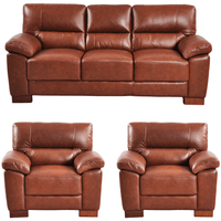 Dalmore Tan 3+1+1 Sofa Combo – Modern tan fabric set with 3-seater sofa and two armchairs on white