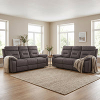 Foster Grey Fabric Electric Recliner 3+3 Seater Sofa Set - Furniture Instore