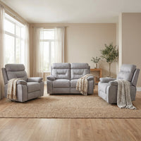 Foster Light Grey Fabric Recliner 2+1+1 Sofa Set - Furniture Instore