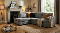 Orka Sofa Grey Fabric Left Hand Corner Sofa - LHC - Furniture Instore