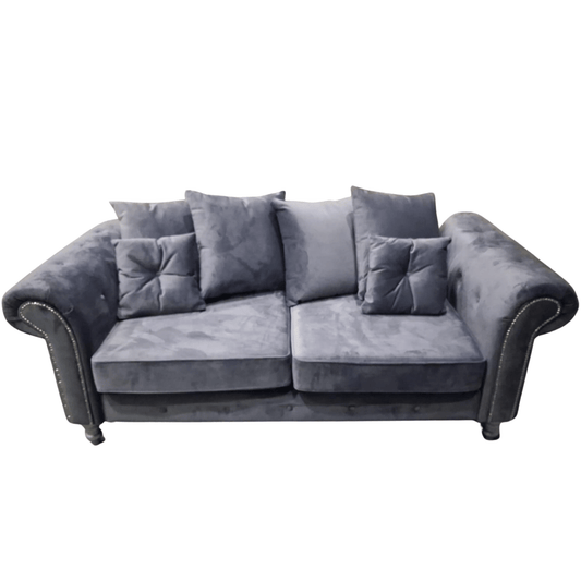 Outlet Olympia Grey Fabric Velvet 3 Seater Sofa - Furniture Instore