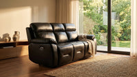 Renato Genuine Leather Black Electric Power Recliner 3 Seater - view 8 - Furniture Instore