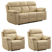 Cream leather recliner sofa set