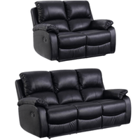 Roma black leather manual recliner 3+2 sofa set lifestyle image - Furniture Instore