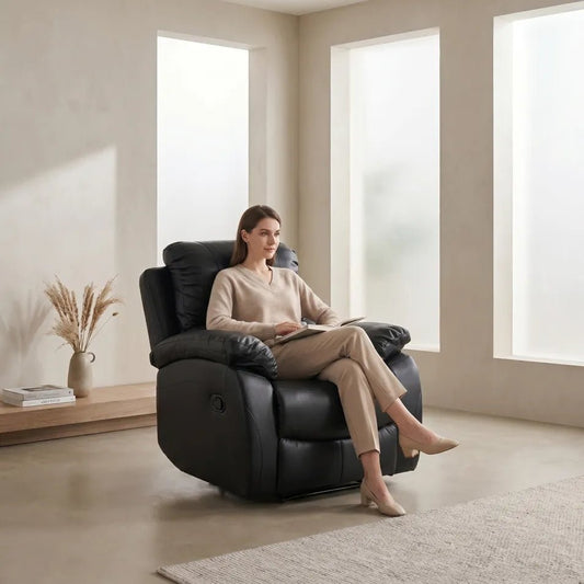 roma-black-leather-manual-chair