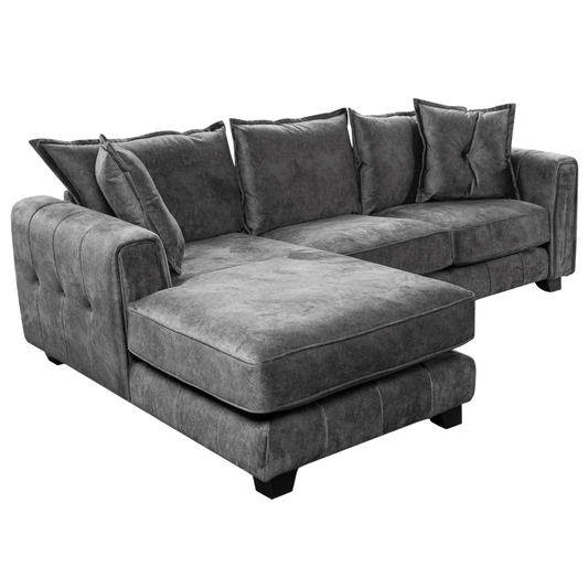 Somerford left-hand corner sofa with plush cushions and modern design, angled view on a white