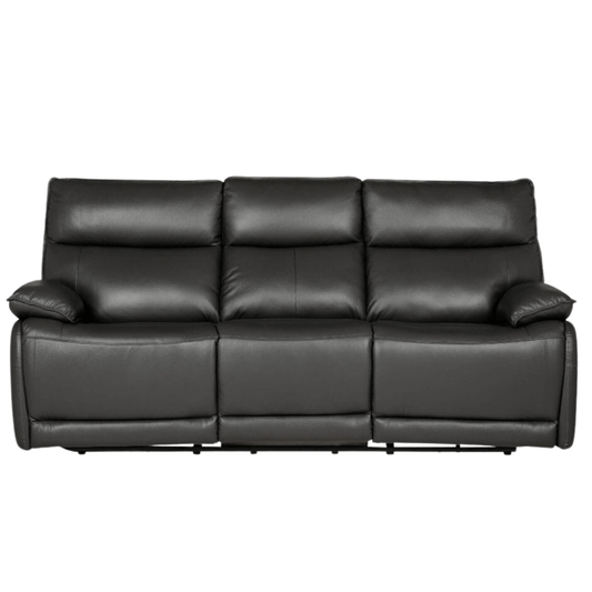 Black leather sofa on a white background