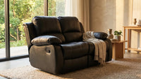 Valencia Black Leather 2 Seater Manual Recliner Sofa - view 8 - Furniture Instore