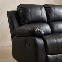 Valencia Black Leather 3 Seater Manual Recliner Sofa - view 4 - Furniture Instore