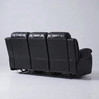 Valencia Black Leather 3 Seater Manual Recliner Sofa - view 7 - Furniture Instore