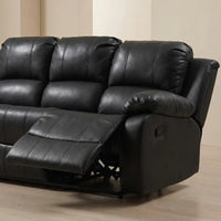Valencia Black Leather 3 Seater Manual Recliner Sofa - view 5 - Furniture Instore