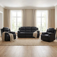 Valencia Black Leather Electric Recliner 3+1+1 Seater Sofa - Furniture Instore