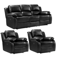 Valencia Black Leather Electric Recliner 3+1+1 Seater Sofa Set - Furniture Instore