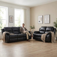 Valencia Black Leather Electric Recliner 3+2 Seater Sofa - Furniture Instore