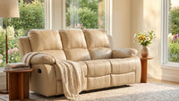 Valencia Cream Leather 3 Seater Manual Recliner Sofa - view 8 - Furniture Instore